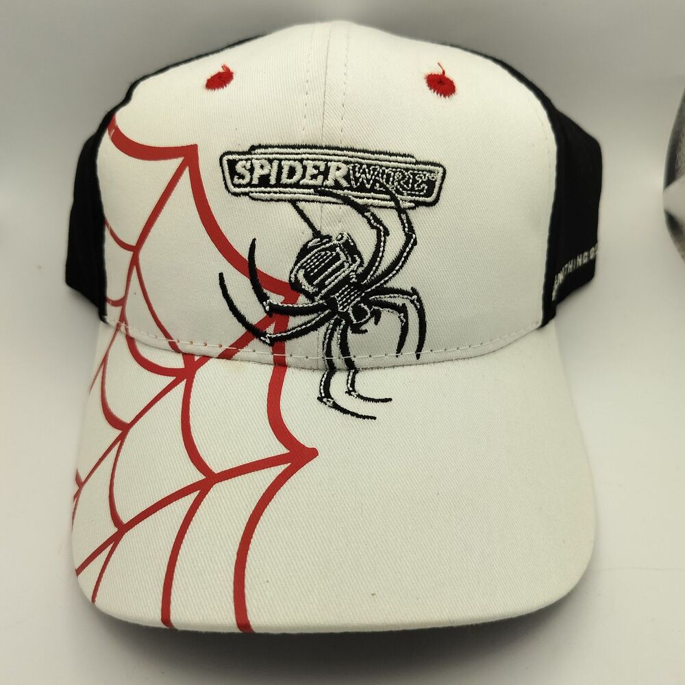 Spiderwire Fishing Baseball Cap Hat White Black Red Spiderweb Adjustable One